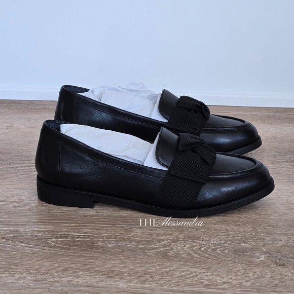 Quince Italian Leather Bow Penny Loafer Black Size 8 MSRP $90 New In Box Cowhide - Picture 7 of 15
